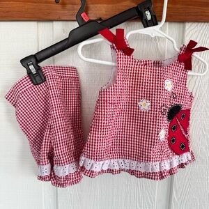 Vintage Goodlad of Philadelphia Red Gingham Ladybug Tank & Short Set - Kids